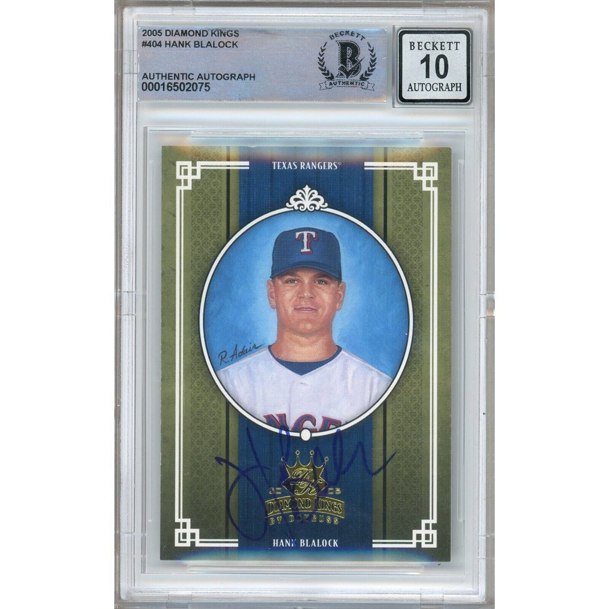 Hank Blalock Donruss Diamond Kings Autographed Trading Card Beckett BGS