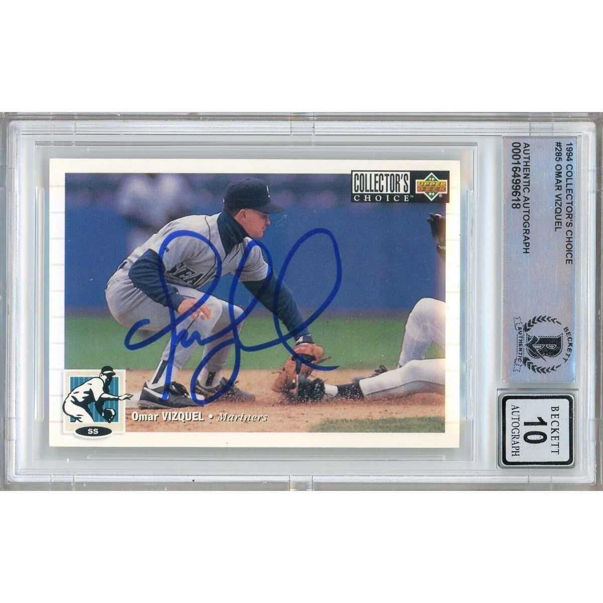 Omar Vizquel Seattle Mariners Signed Autographed Trading Card Beckett BGS