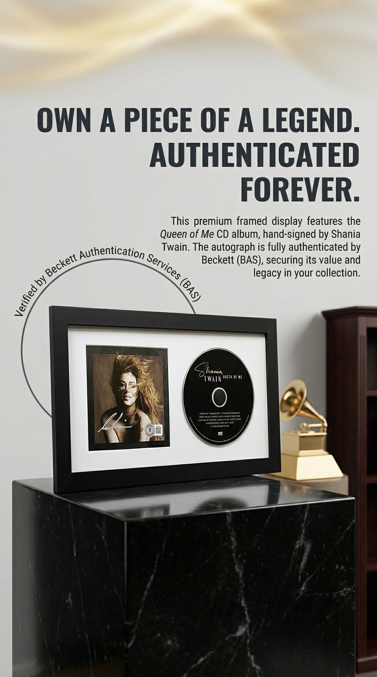 Shania Twain Autographed Queen Of Me Cd Album Framed - Beckett Authentication