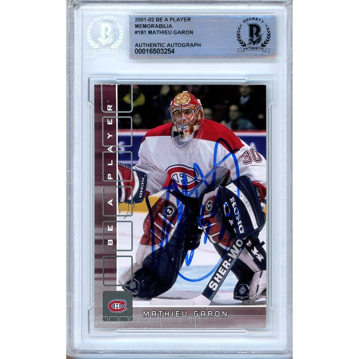 Mathieu Garon Canadiens Signed Autographed Trading Card Beckett BAS