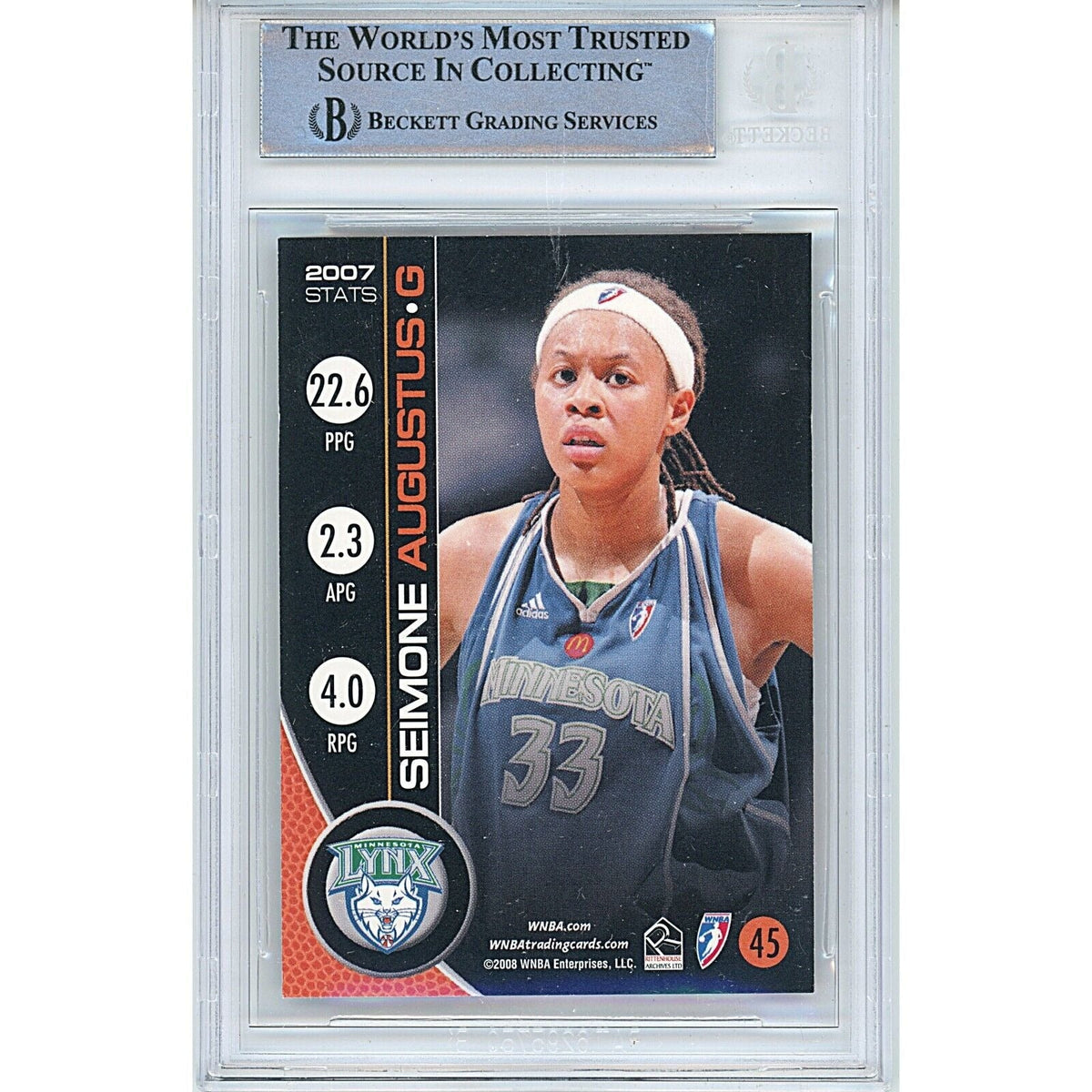 Seimone Augustus Minnesota Lynx Signed Trading Card Beckett BAS