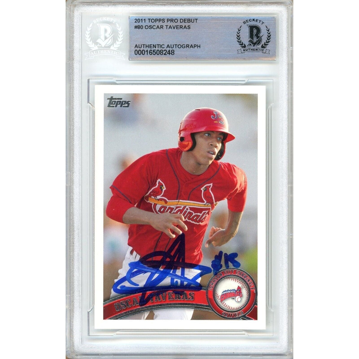 Oscar Taveras St Louis Cardinals Autographed Trading Card Beckett BAS