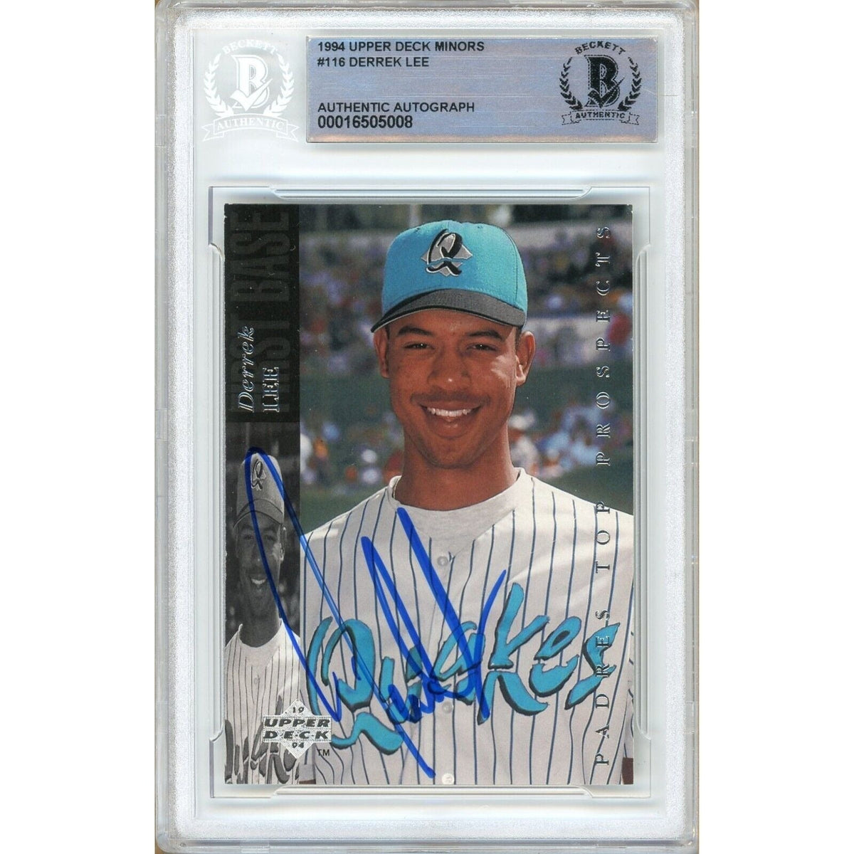 Derrek Lee Upper Deck Minors Autographed Trading Card Beckett BAS