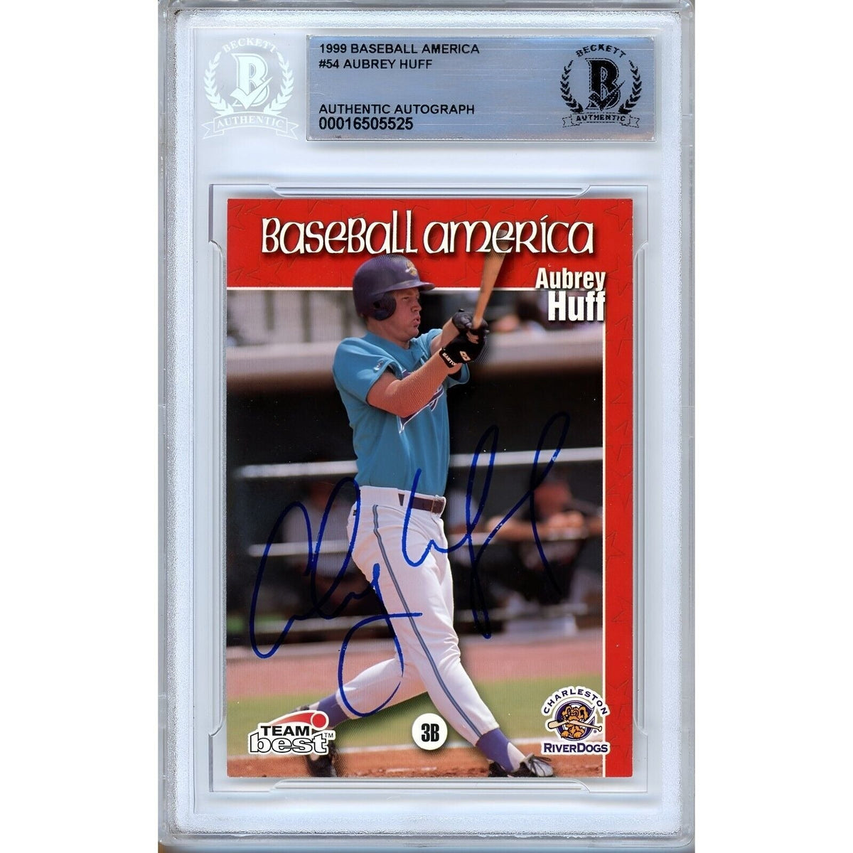 Aubrey Huff Team Best Autographed Trading Card Beckett BAS