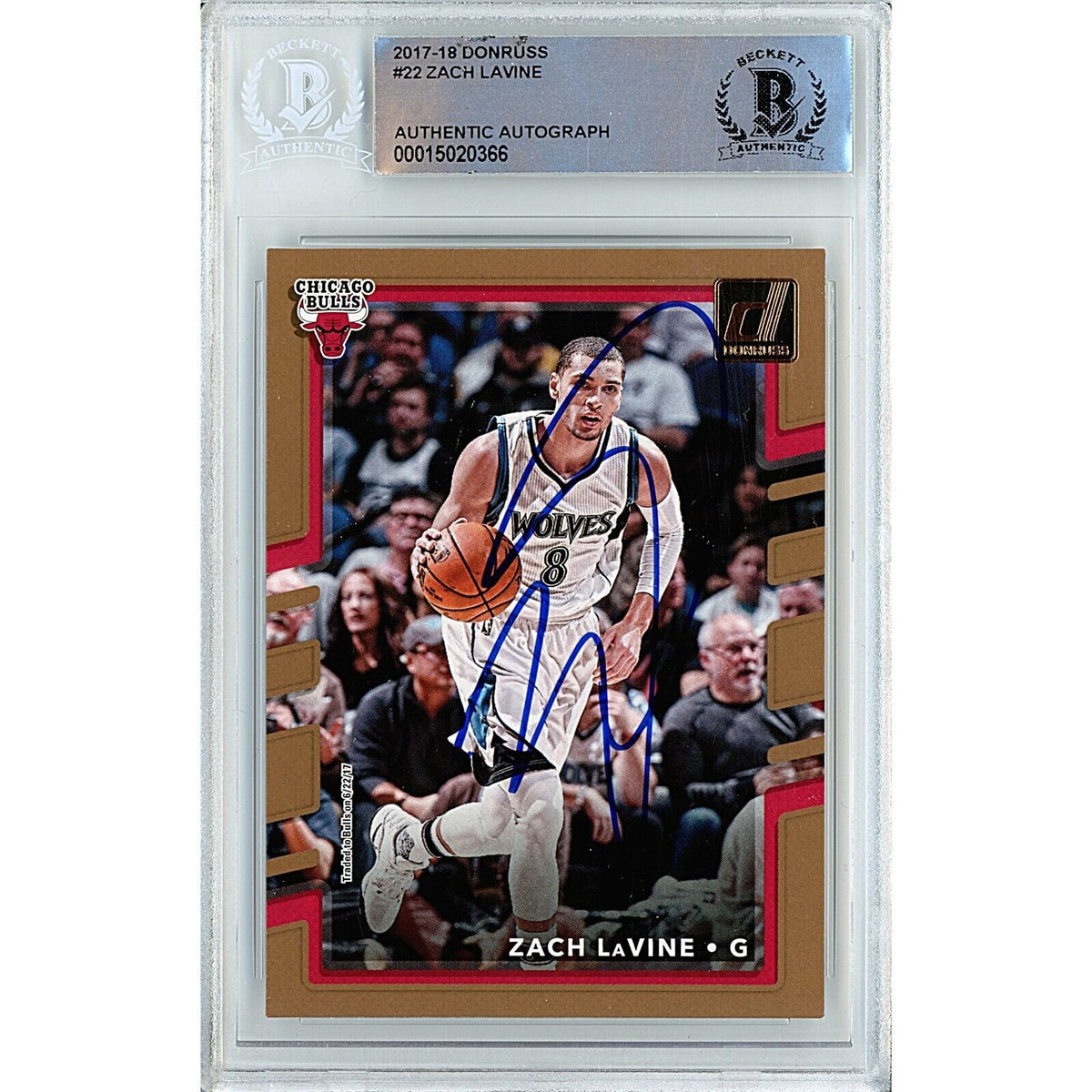 Zach Chicago Bulls Signed Autographed Trading Card Beckett BAS