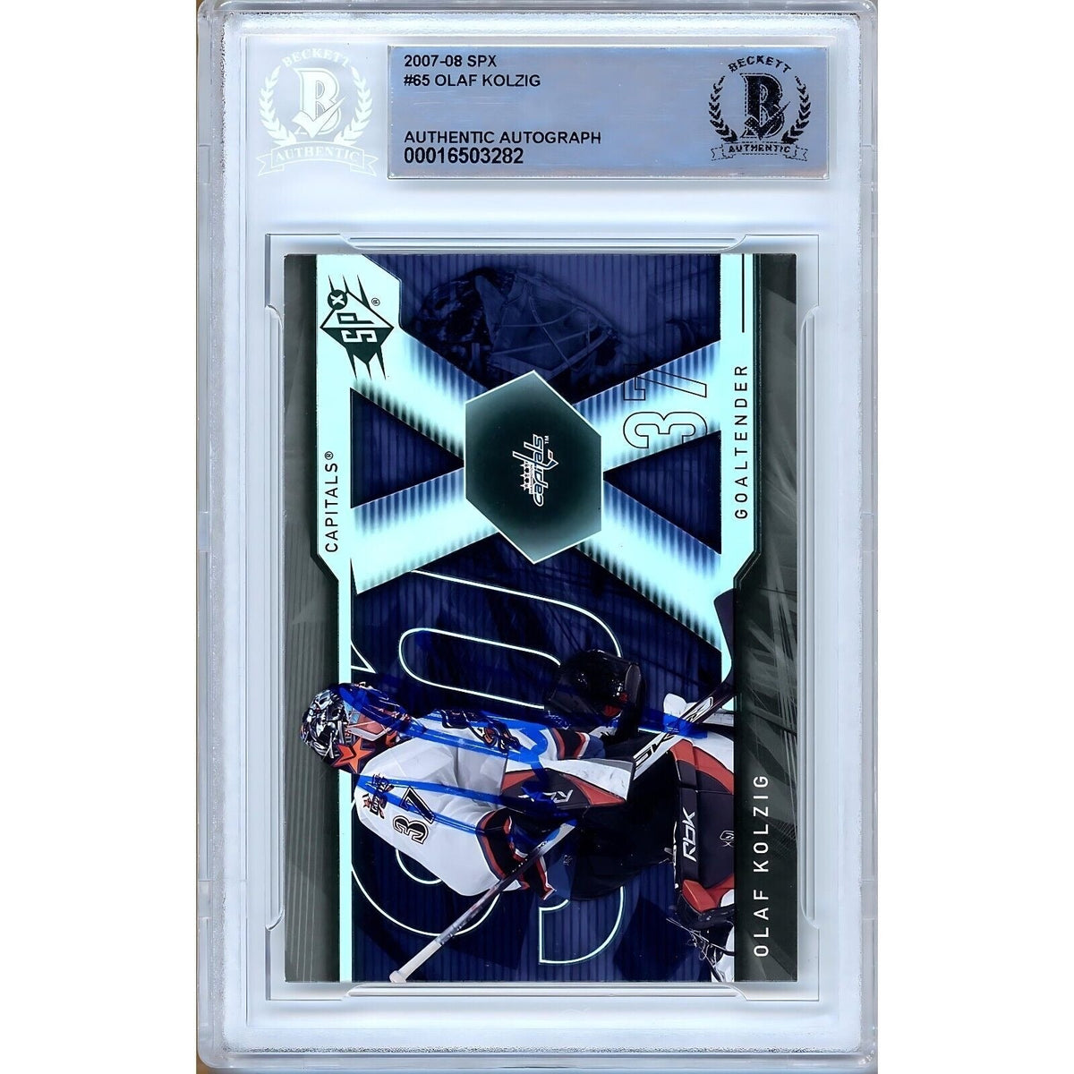 Olaf Kolzig Washington Capitals Signed Trading Card Beckett BAS