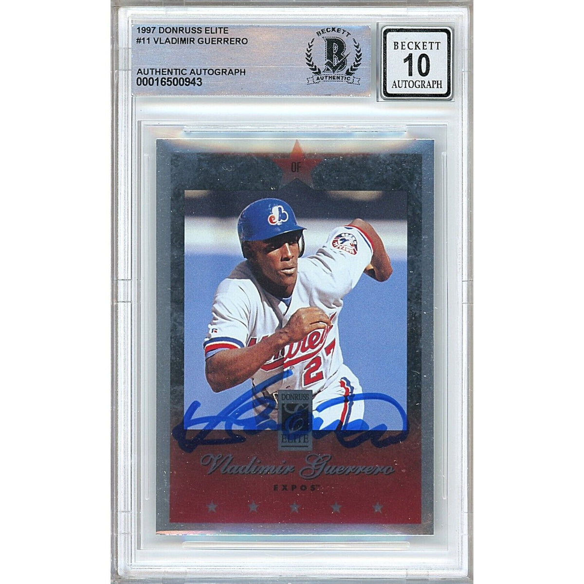Vladimir Guerrero Montreal Expos Signed Autographed Trading Card Beckett BGS