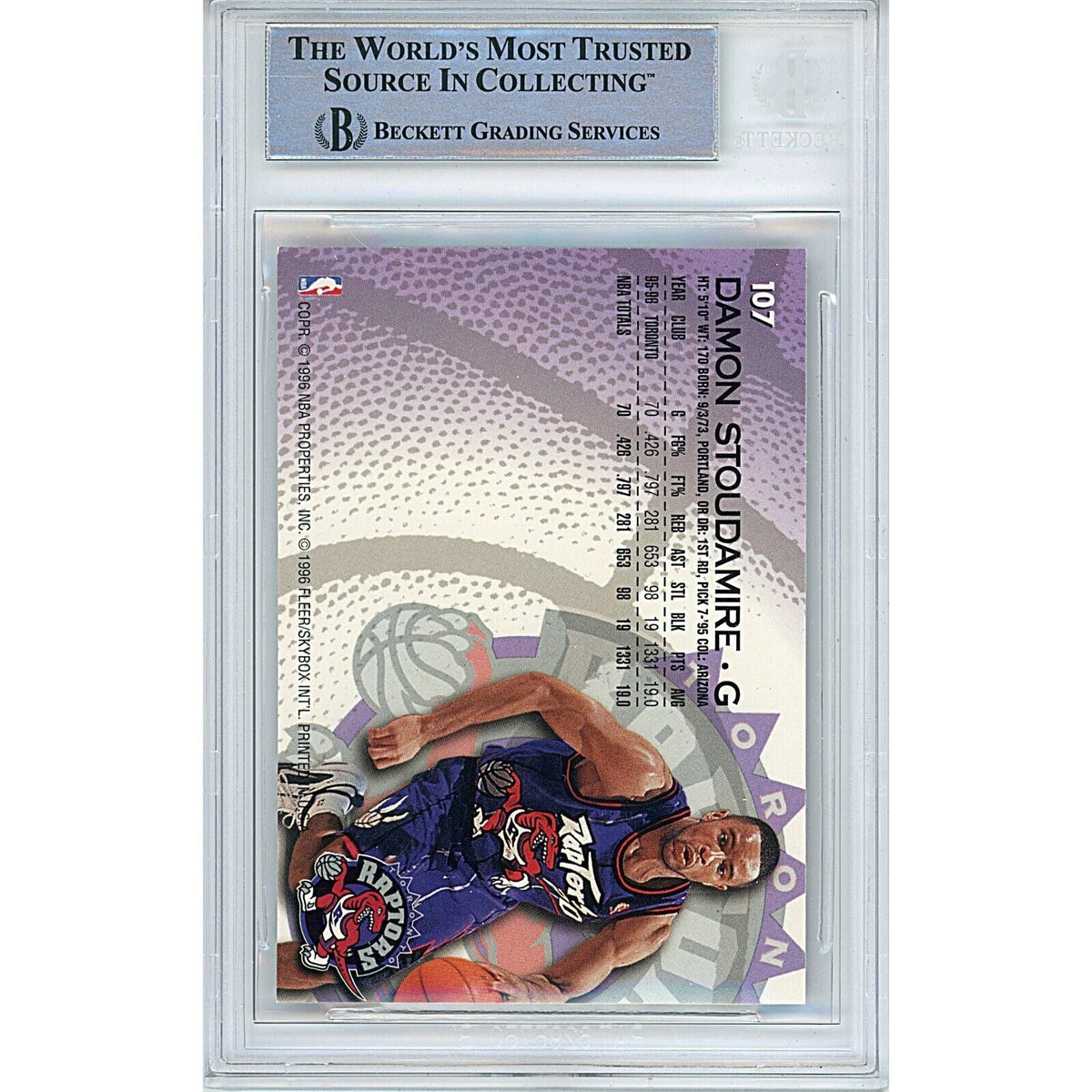 Damon Stoudamire Toronto Raptors Autographed Autograph Trading Card Beckett BAS