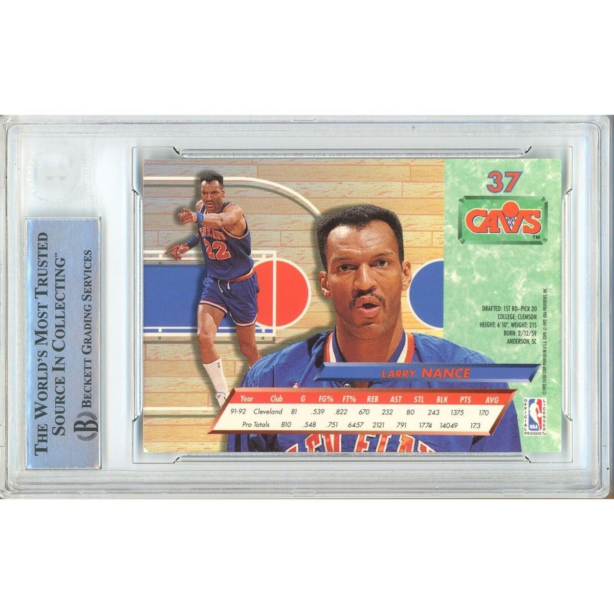 Larry Nance Cleveland Cavaliers Autographed Signed Trading Card Beckett BAS