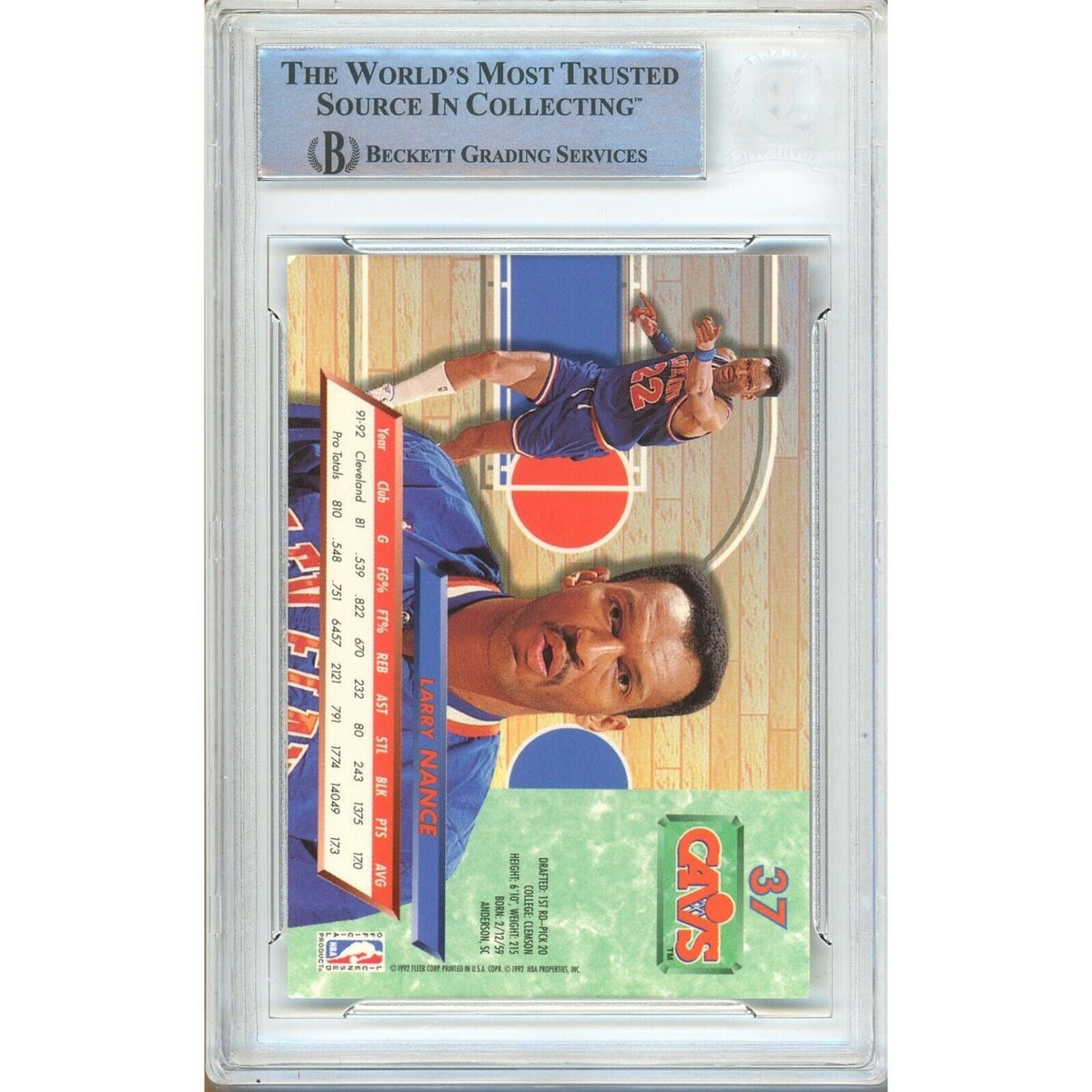 Larry Nance Cleveland Cavaliers Autographed Autograph Trading Card Beckett BAS