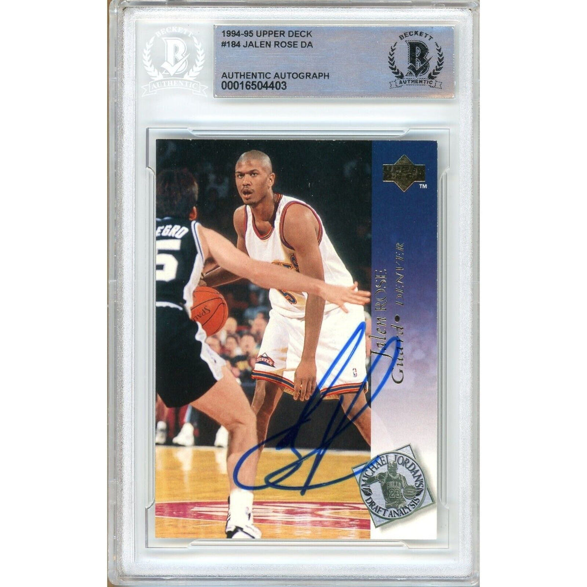 Jalen Rose Upper Deck Autographed Trading Card Beckett BAS