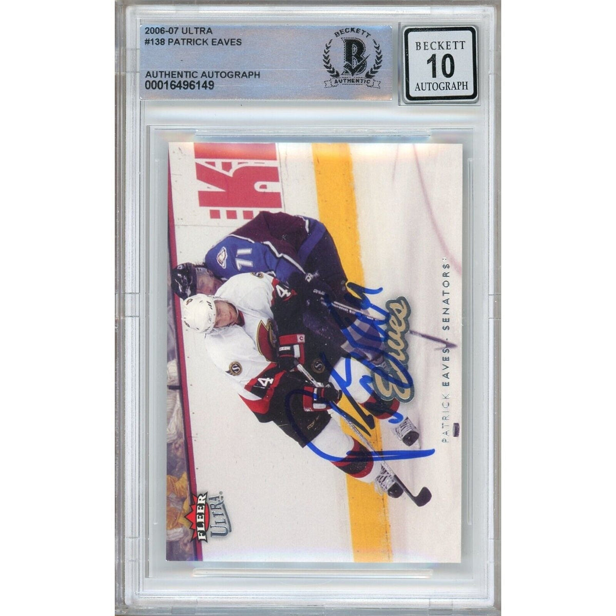 Patrick Eaves Ottawa Senators Signed Trading Card Beckett BGS