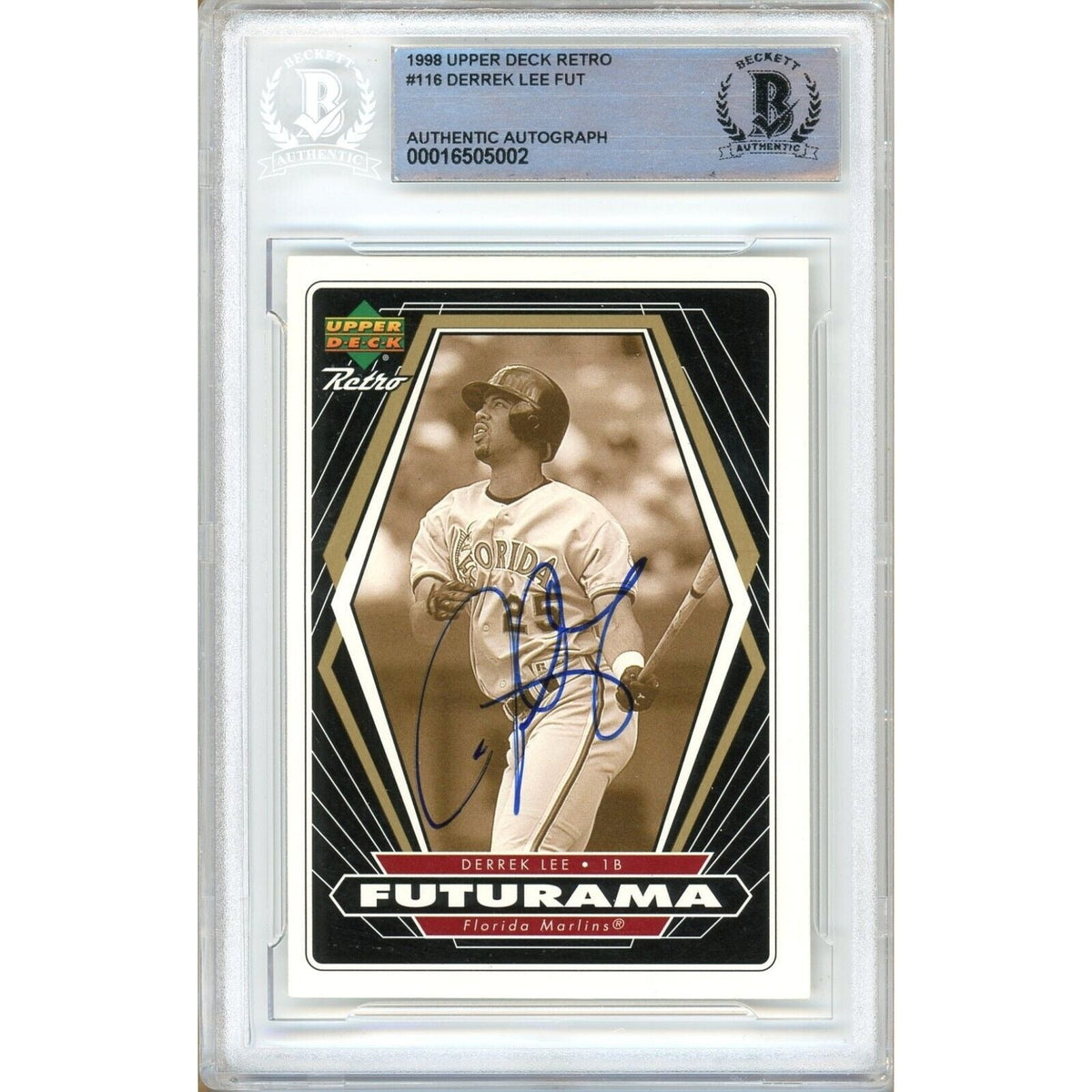 Derrek Lee Upper Deck Retro Autographed Trading Card Beckett BAS