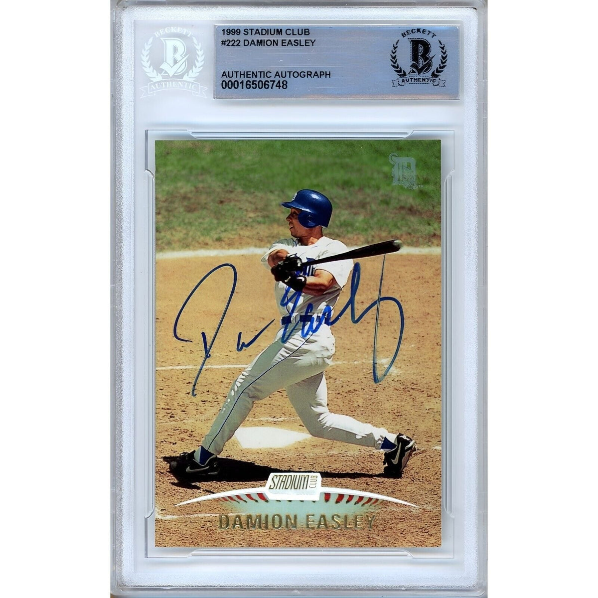 Damion Easley Topps Stadium Club Autographed Trading Card Beckett BAS