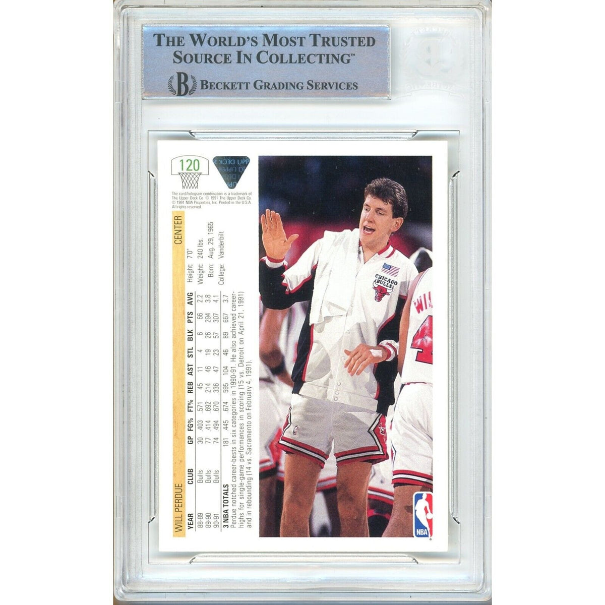 Will Perdue Chicago Bulls Signed Autograph Trading Card Beckett BAS