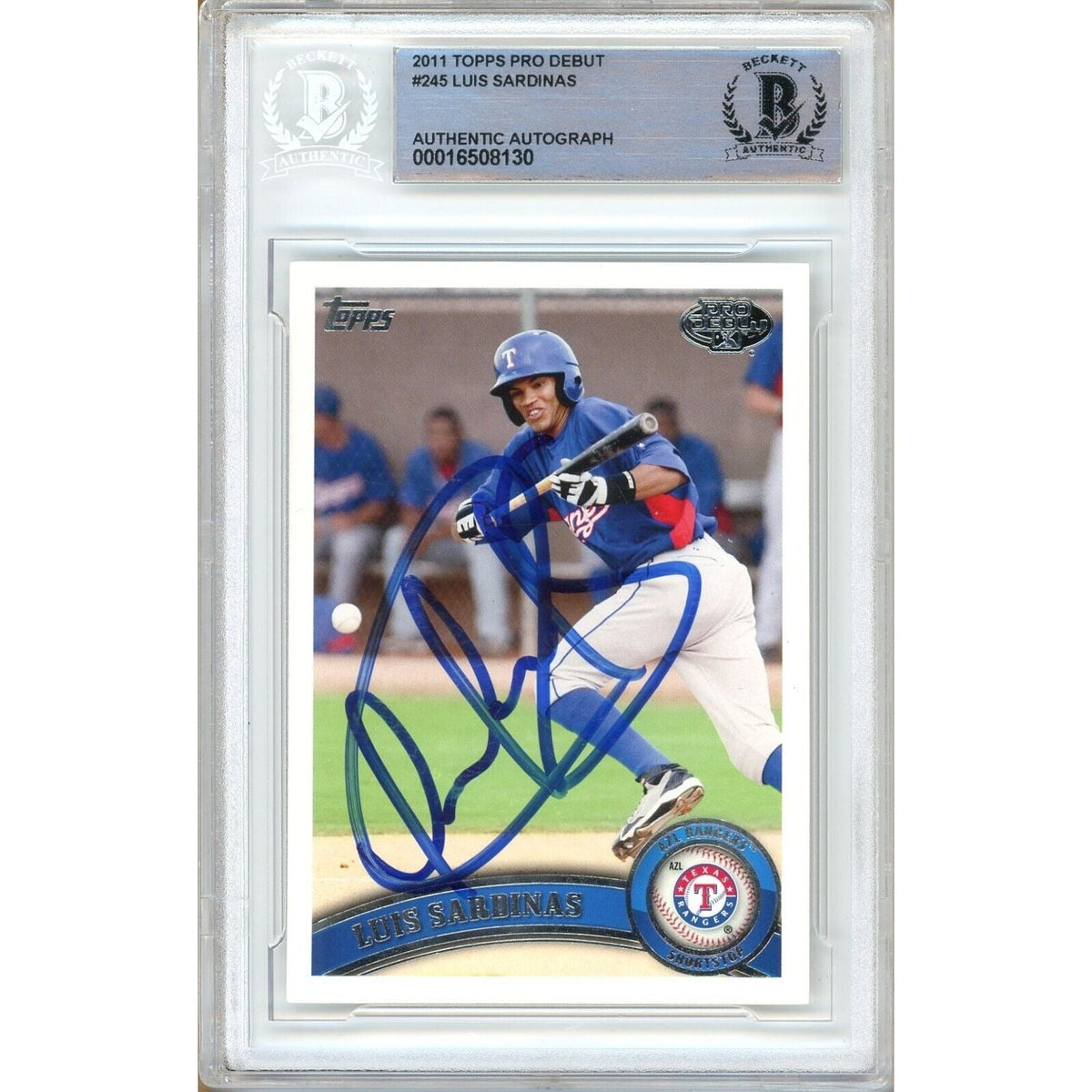 Luis Sardinas Topps Pro Debut Autographed Trading Card Beckett BAS