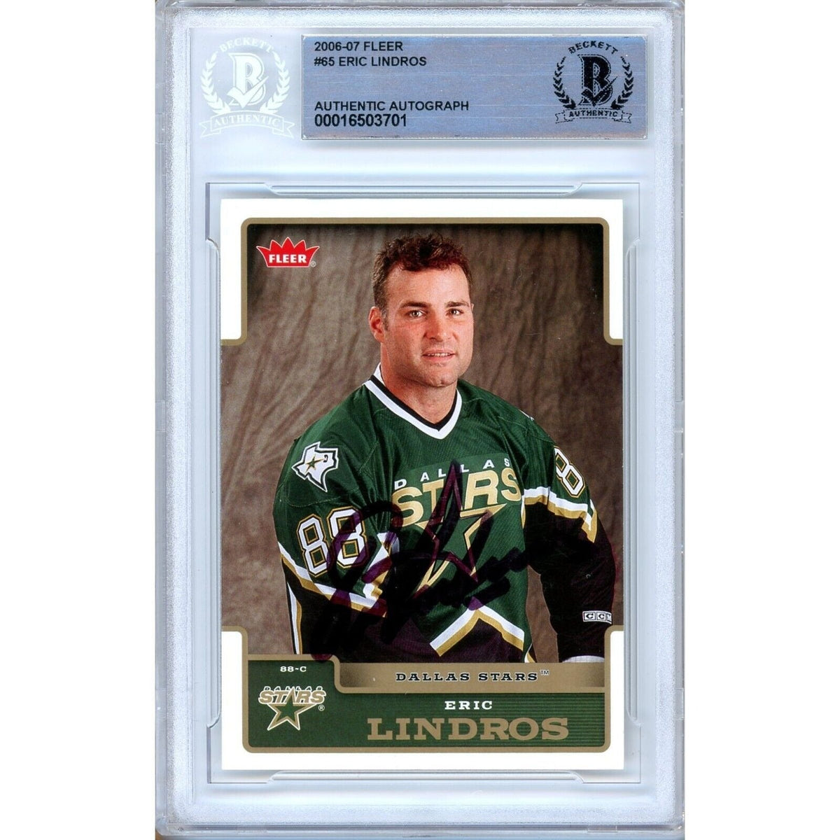 Eric Lindros Dallas Stars Autographed Trading Card Beckett BAS