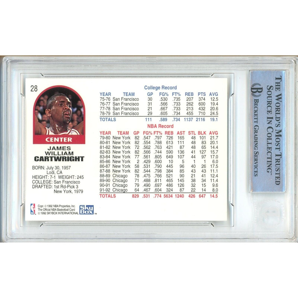 Bill Cartwright Chicago Bulls Autographed Signed Trading Card Beckett BAS