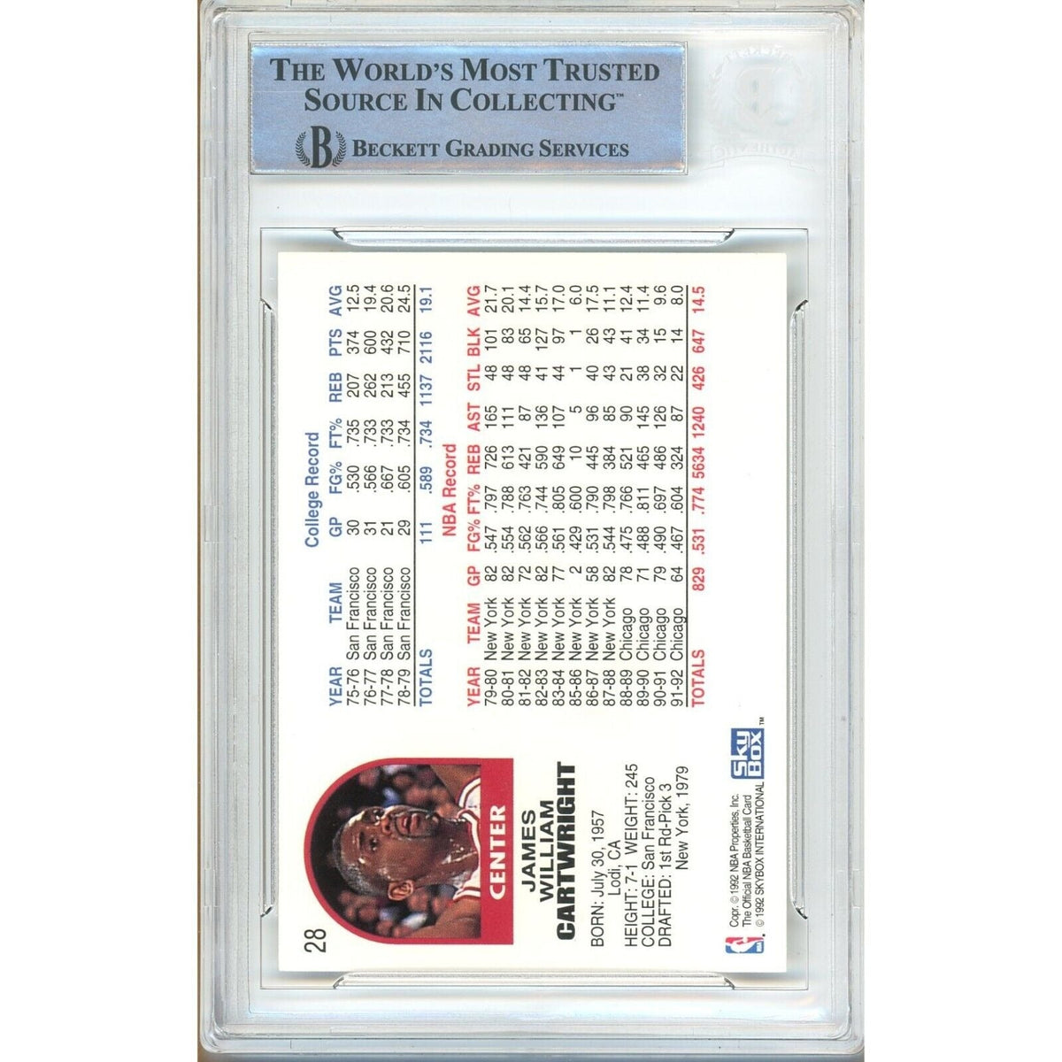 Bill Cartwright Chicago Bulls Autographed Autograph Trading Card Beckett BAS