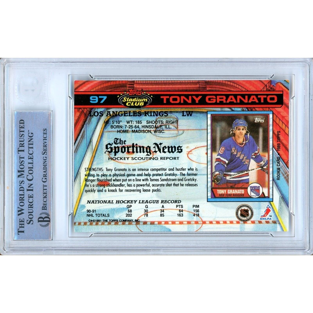 Tony Granato Los Angeles Kings Signed Trading Card Beckett BAS
