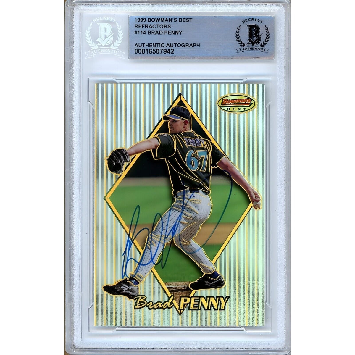 Brad Penny Bowman Best Refractors Autographed Trading Card Beckett BAS