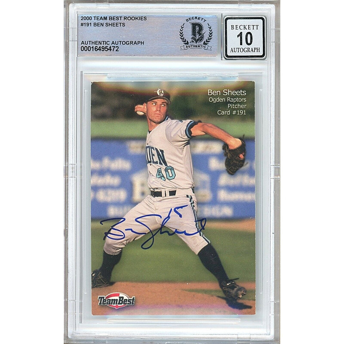 Ben Sheets Team Best Autographed Trading Card Beckett BGS
