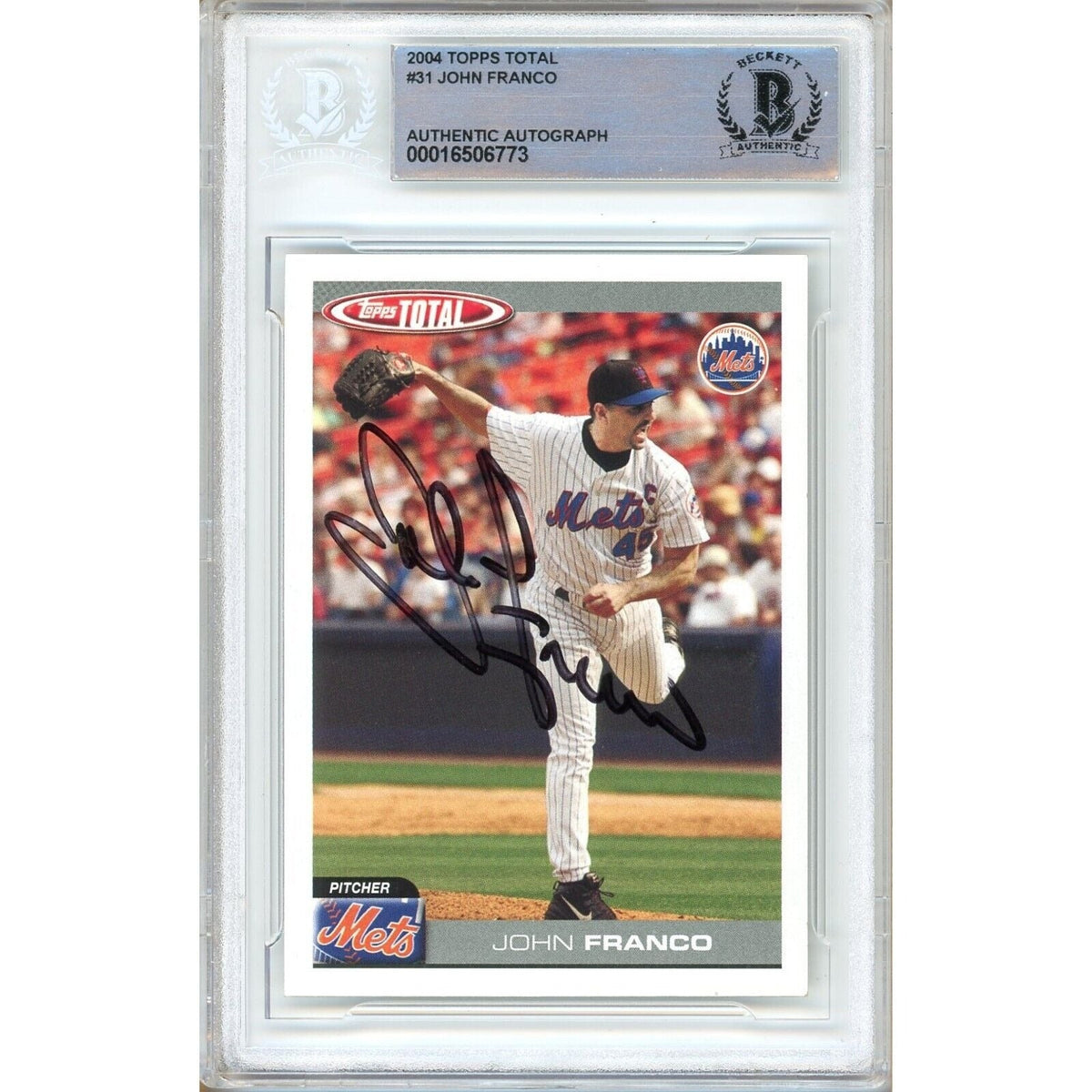 John Franco New York Mets Autographed Trading Card Beckett BAS