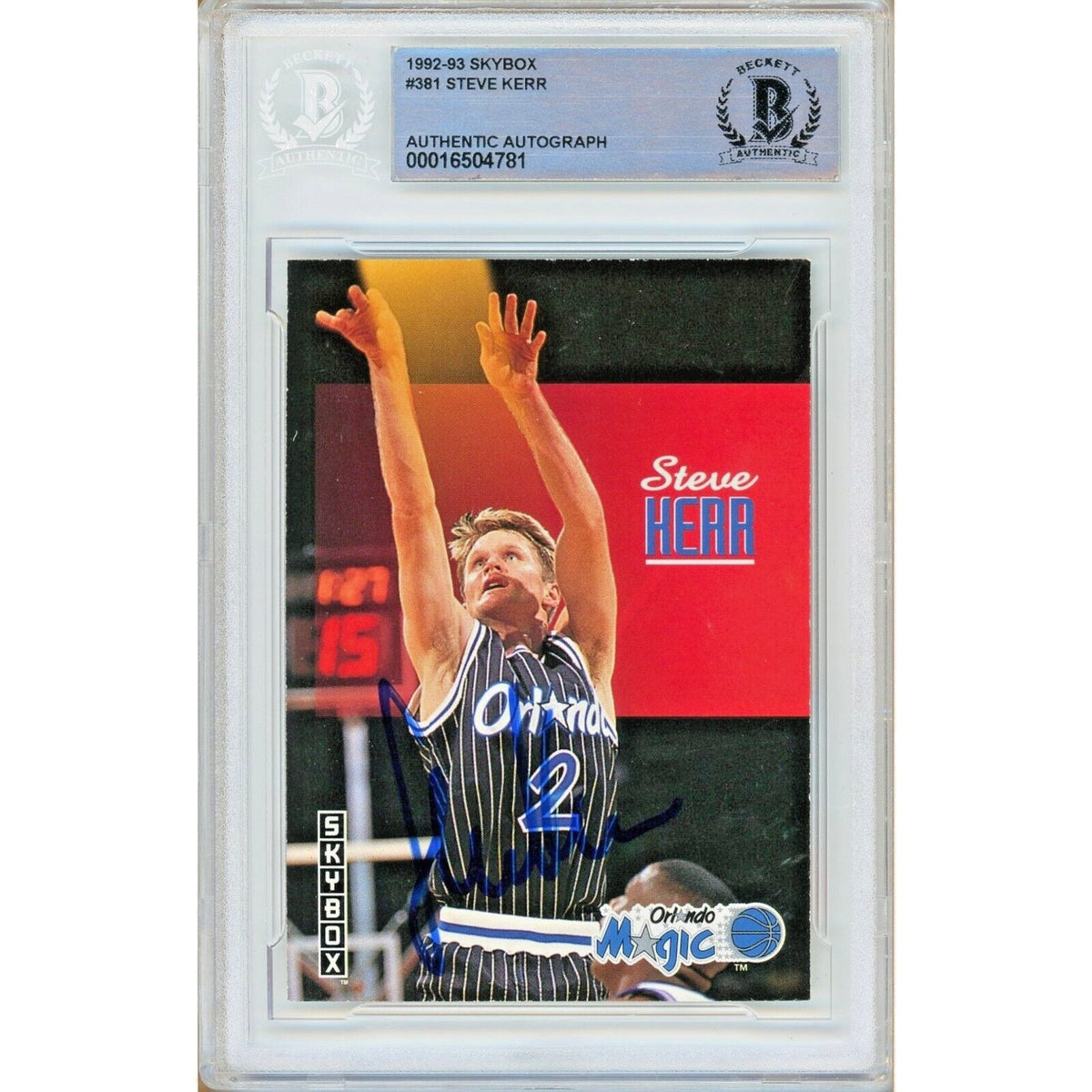 Steve Kerr Orlando Magic Signed Autographed Trading Card Beckett BAS