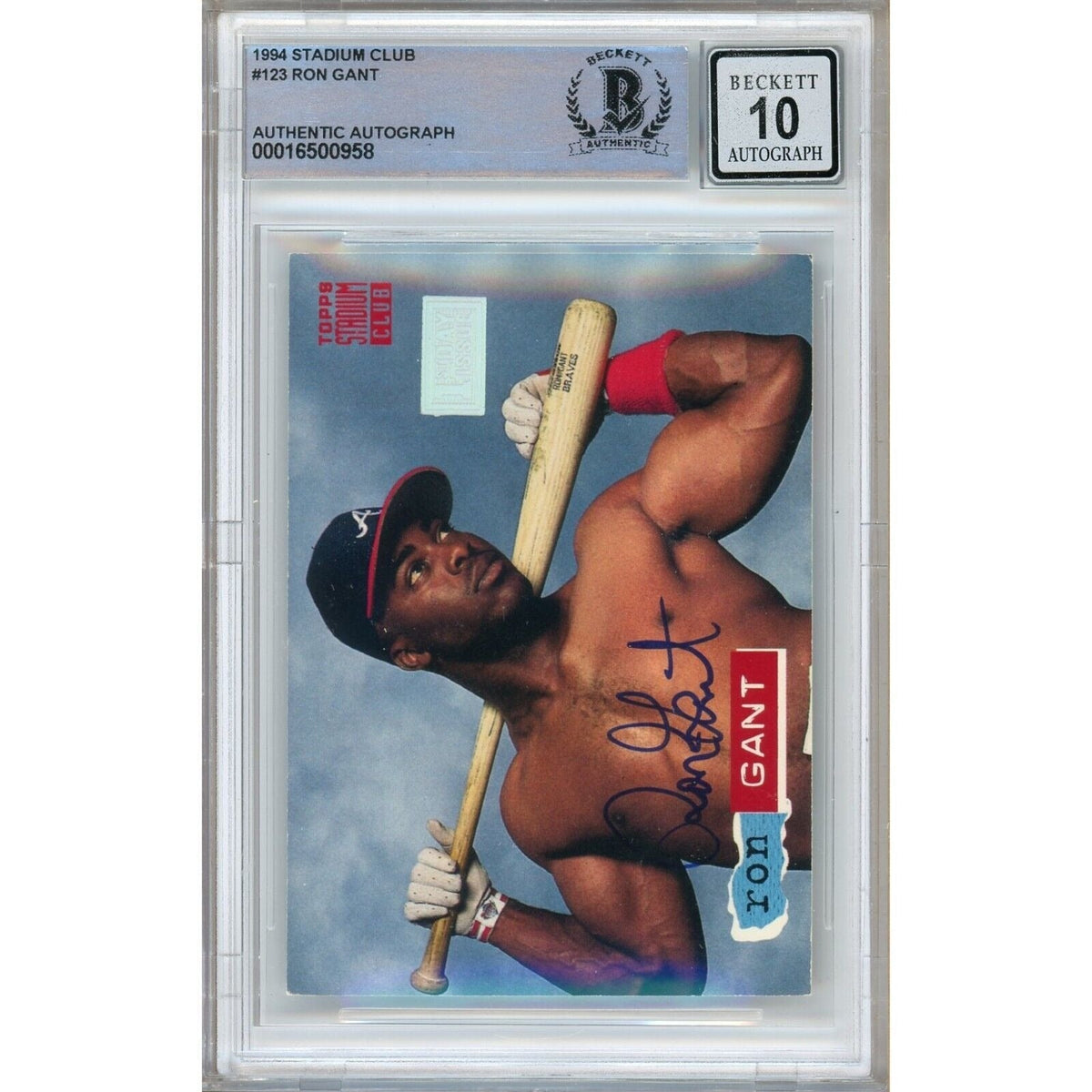 Ron Gant Atlanta Braves Signed Trading Card Beckett BGS