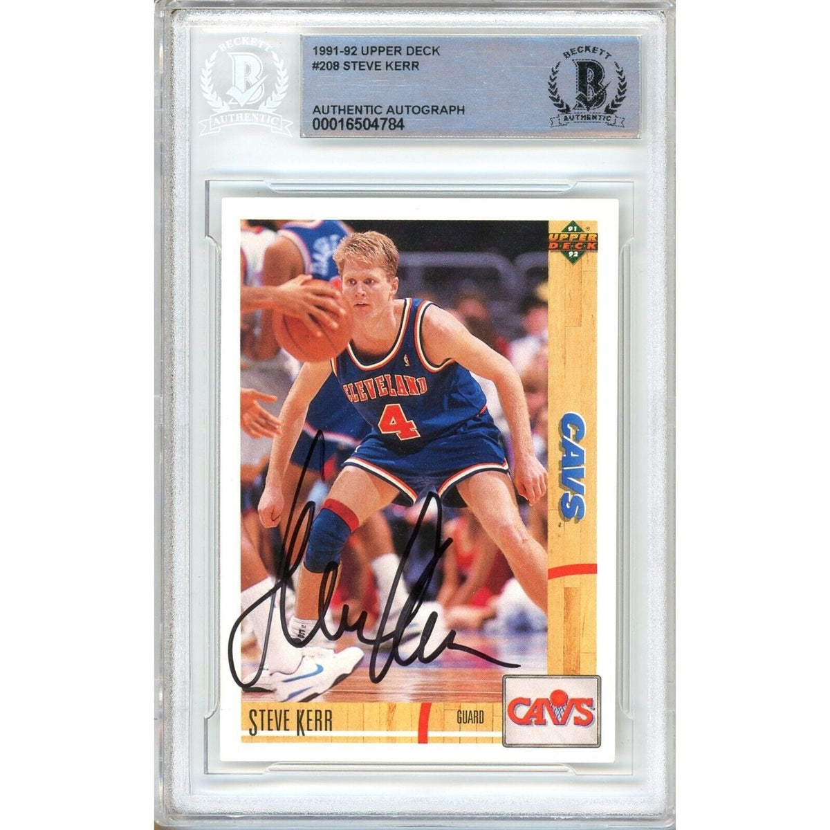 Steve Kerr Cleveland Cavaliers Signed Autographed Trading Card Beckett BAS