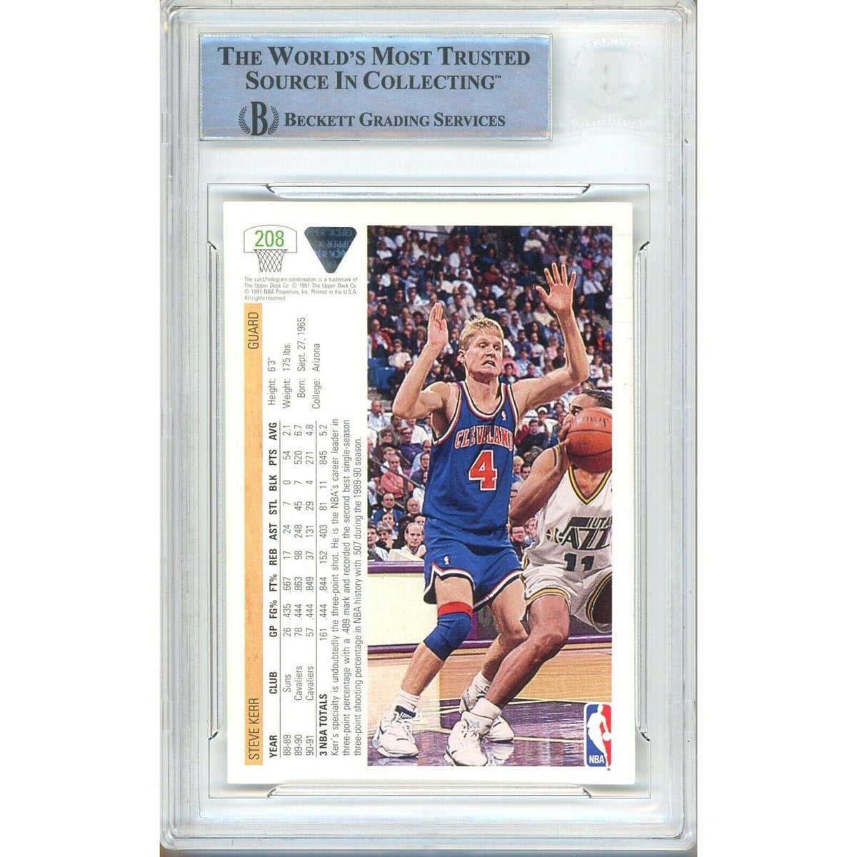 Steve Kerr Cleveland Cavaliers Signed Trading Card Beckett BAS