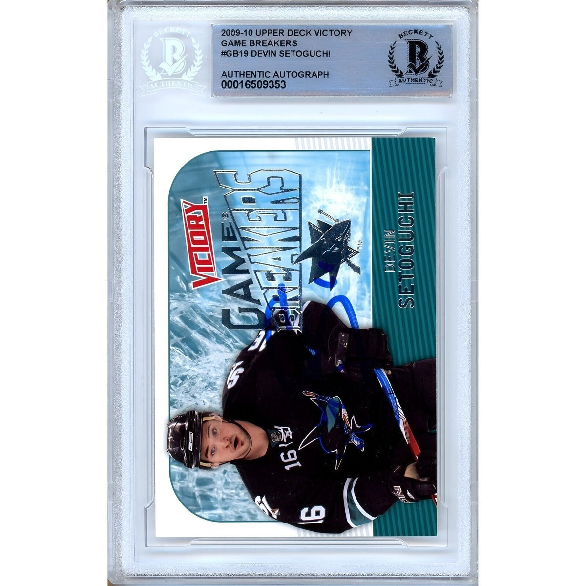Devin Setoguchi Upper Deck Victory Game Breakers Signed Trading Card Beckett BAS