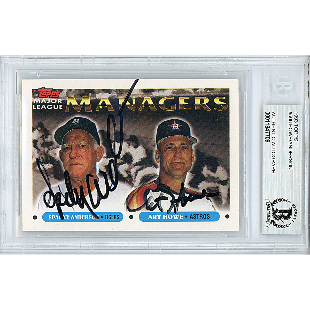 Art Howe And Sparky Anderson Autographed Trading Card Beckett BGS