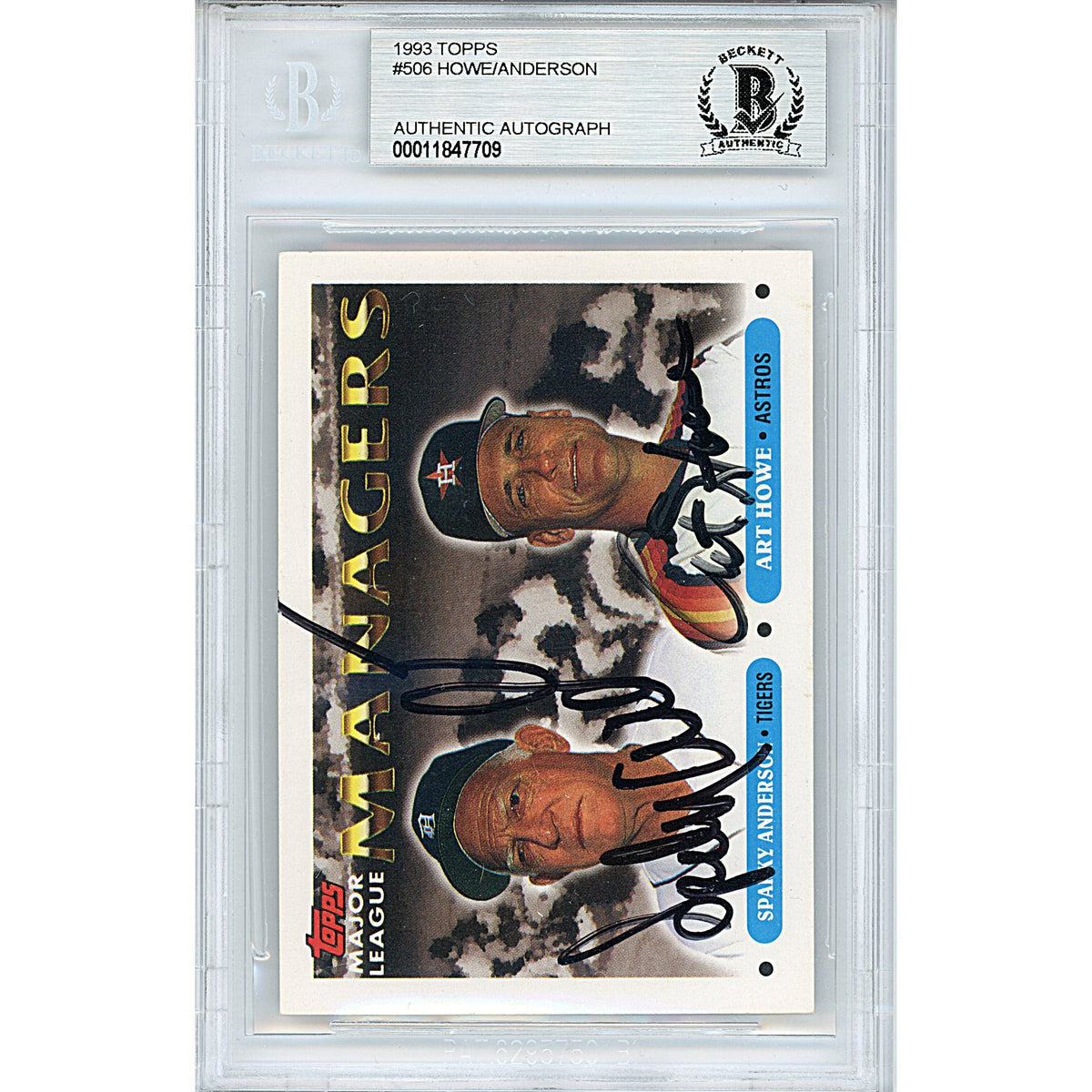 Art Howe And Sparky Anderson Signed Trading Card Beckett BGS