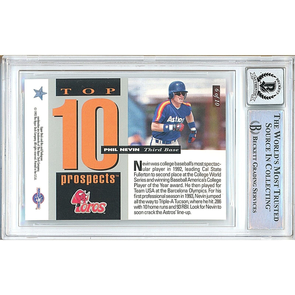 Phil Nevin Houston Astros Signed Autograph Trading Card Beckett BGS