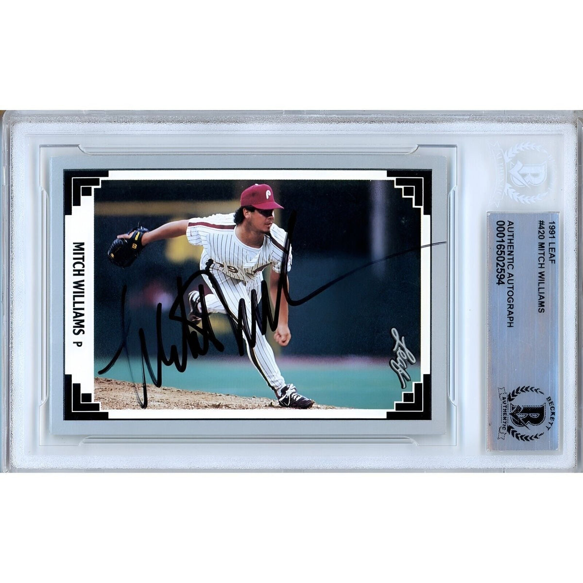 Mitch Williams Philadelphia Phillies Signed Autographed Trading Card Beckett BAS