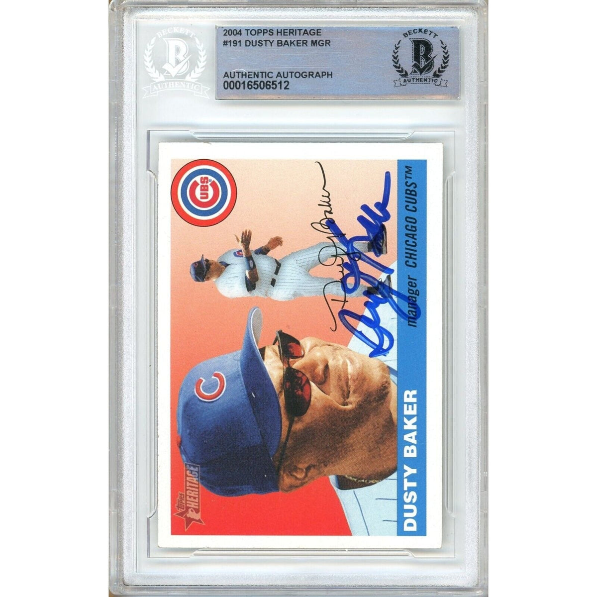 Dusty Baker Chicago Cubs Autographed Signed Trading Card Beckett BAS