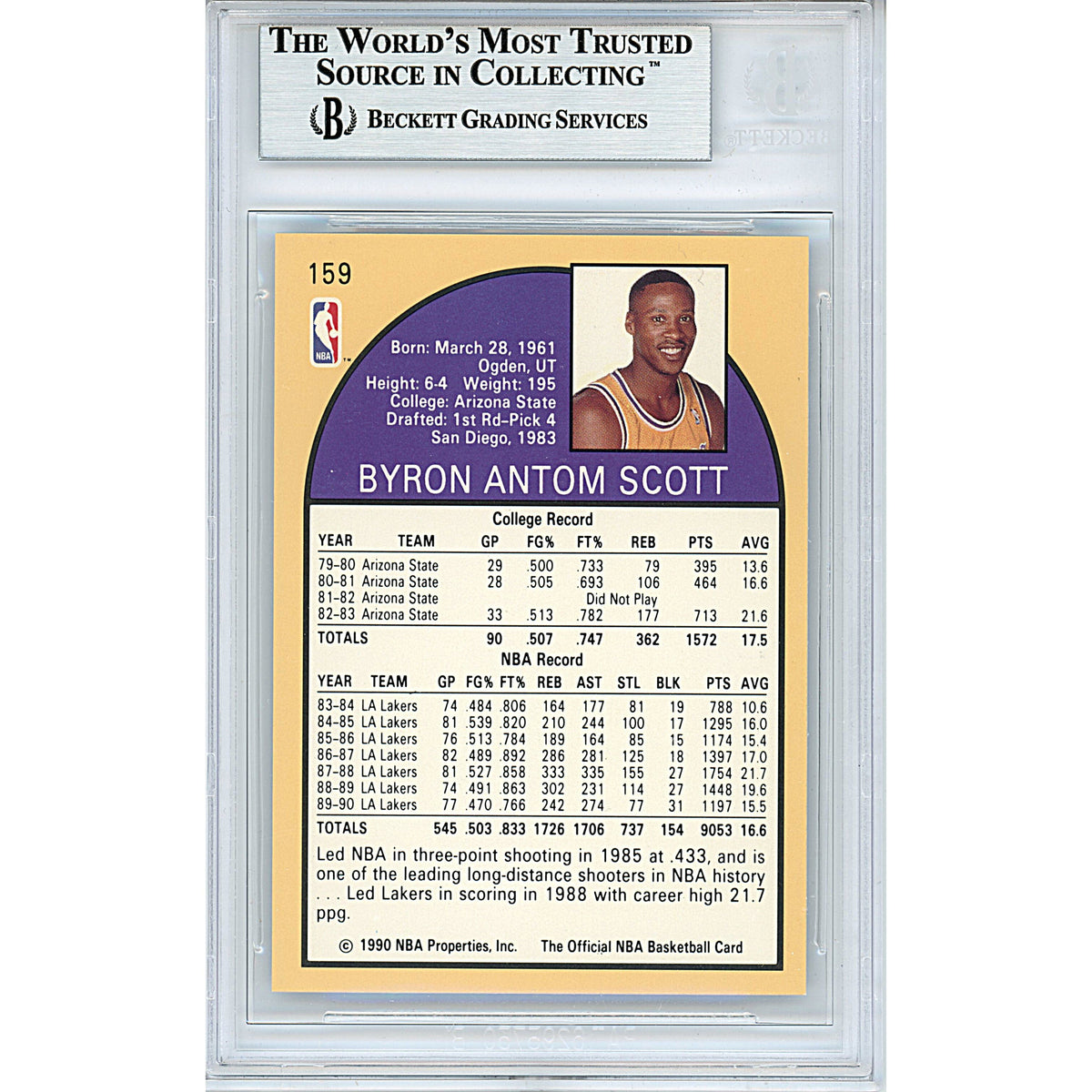 Byron Scott Los Angeles Lakers Signed Trading Card Beckett BGS