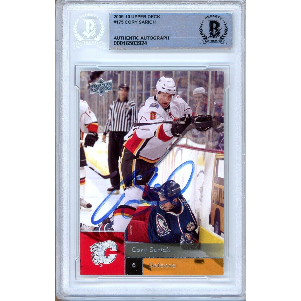 Cory Sarich Upper Deck Autographed Trading Card Beckett BAS