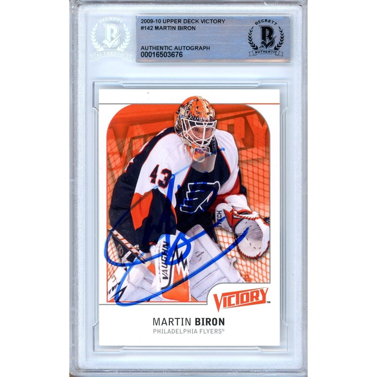 Martin Biron Philadelphia Flyers Signed Autographed Trading Card Beckett BAS