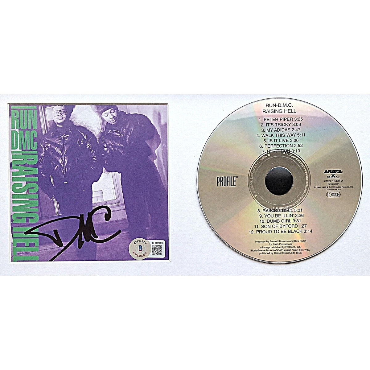 Run Autograph Raising Hell Cd Beckett BAS