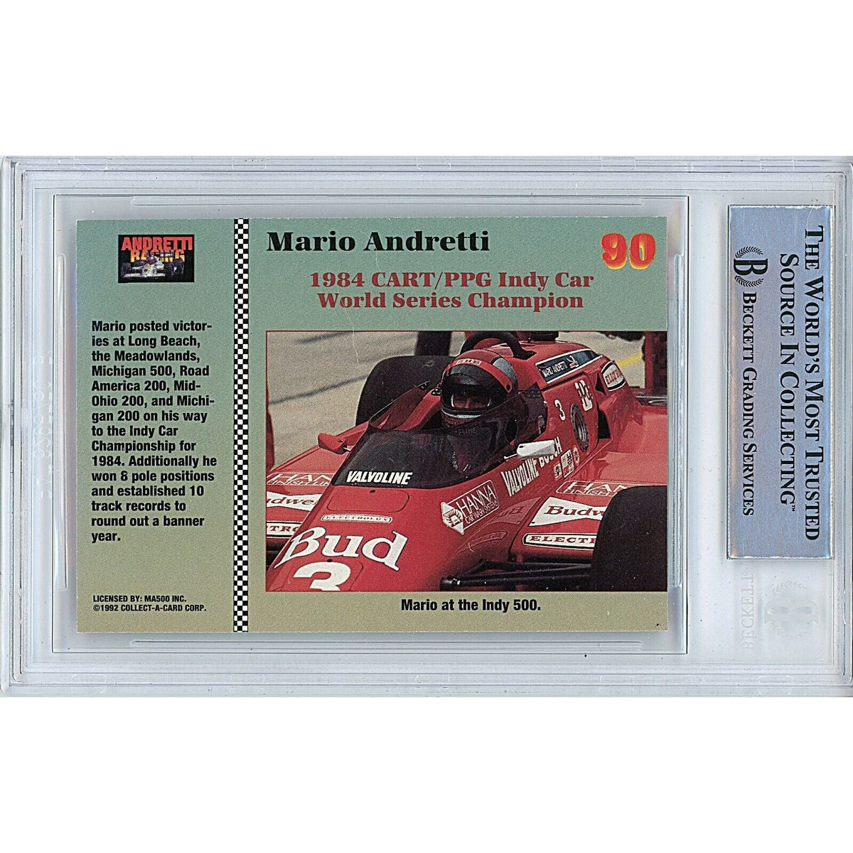 Mario Andretti Signed Trading Card Beckett BAS