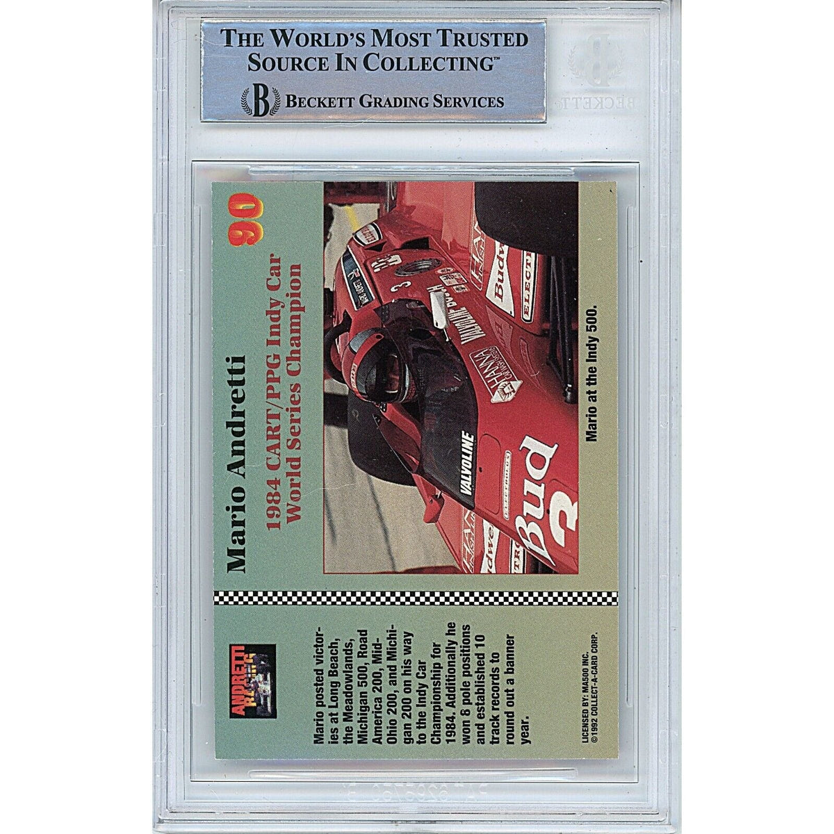 Mario Andretti Signed Autograph Trading Card Beckett BAS