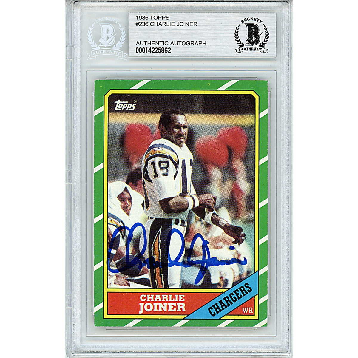 Charlie Joiner San Diego Chargers Autographed Trading Card Beckett BGS