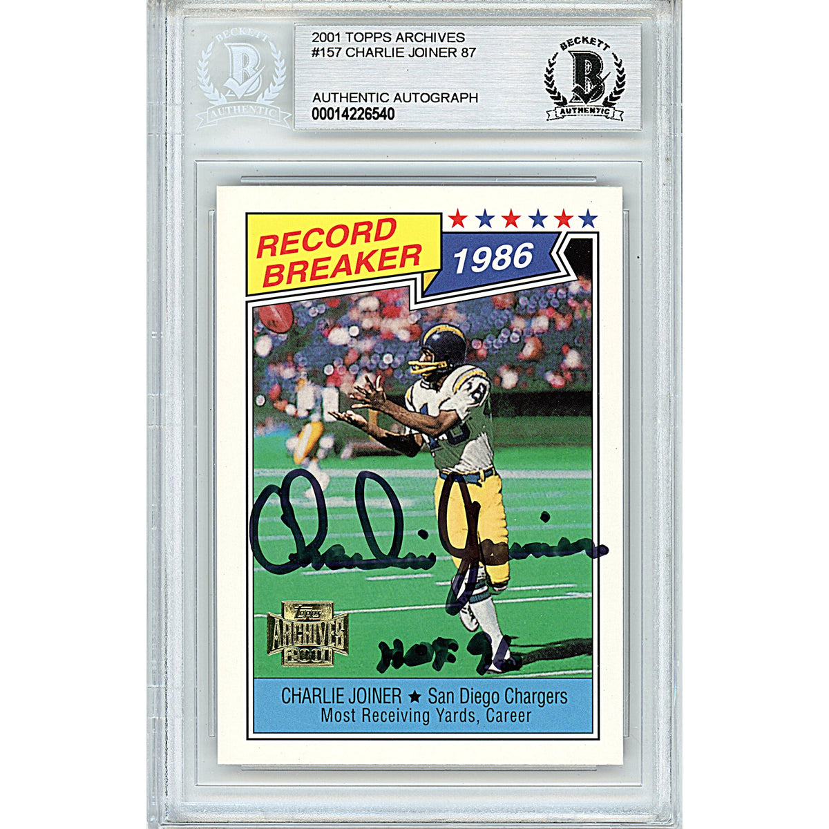 Charlie Joiner Topps Archives Autographed Trading Card Beckett BGS