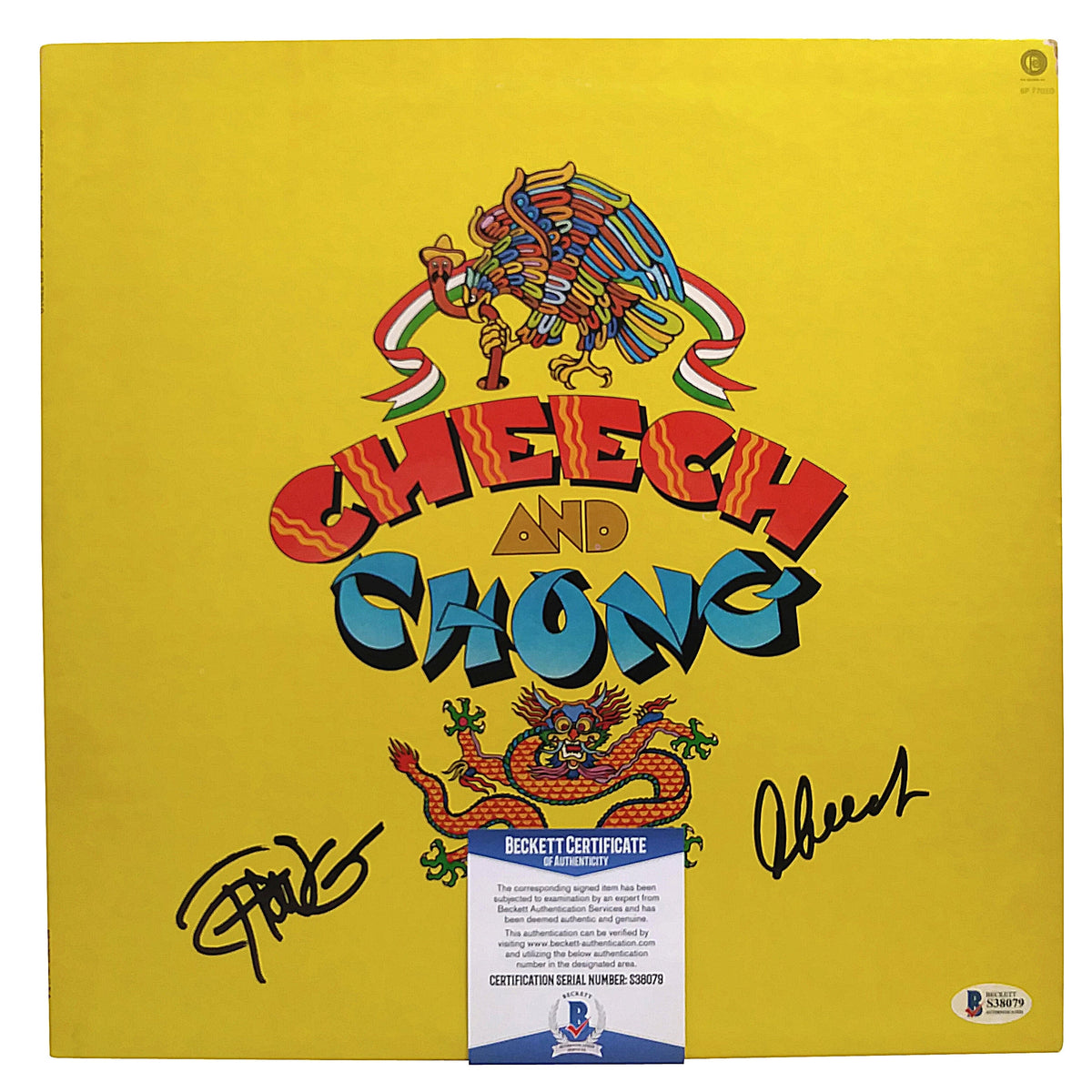 Cheech Chong Autographed Vinyl Photo Beckett BAS