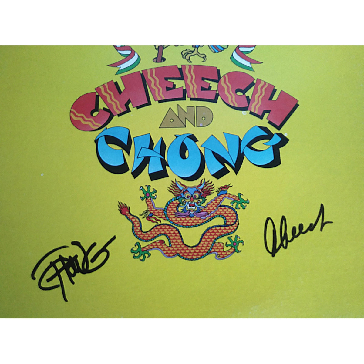 Cheech Chong Autographed Vinyl Auto Photo Beckett BAS