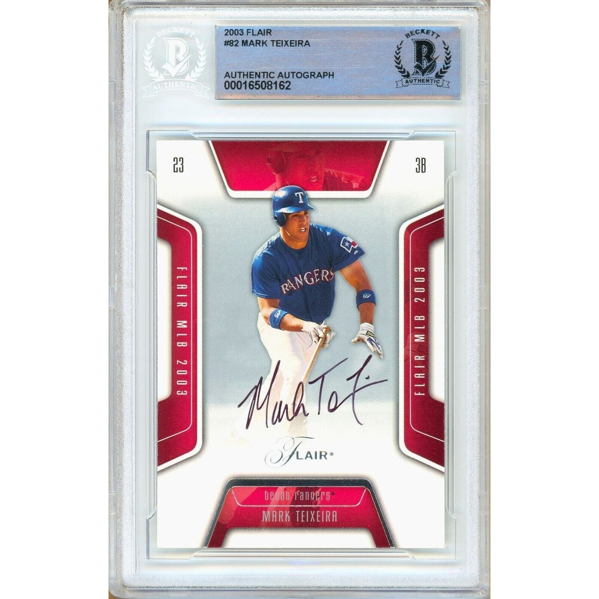 Mark Teixeira Texas Rangers Signed Autographed Trading Card Beckett BAS