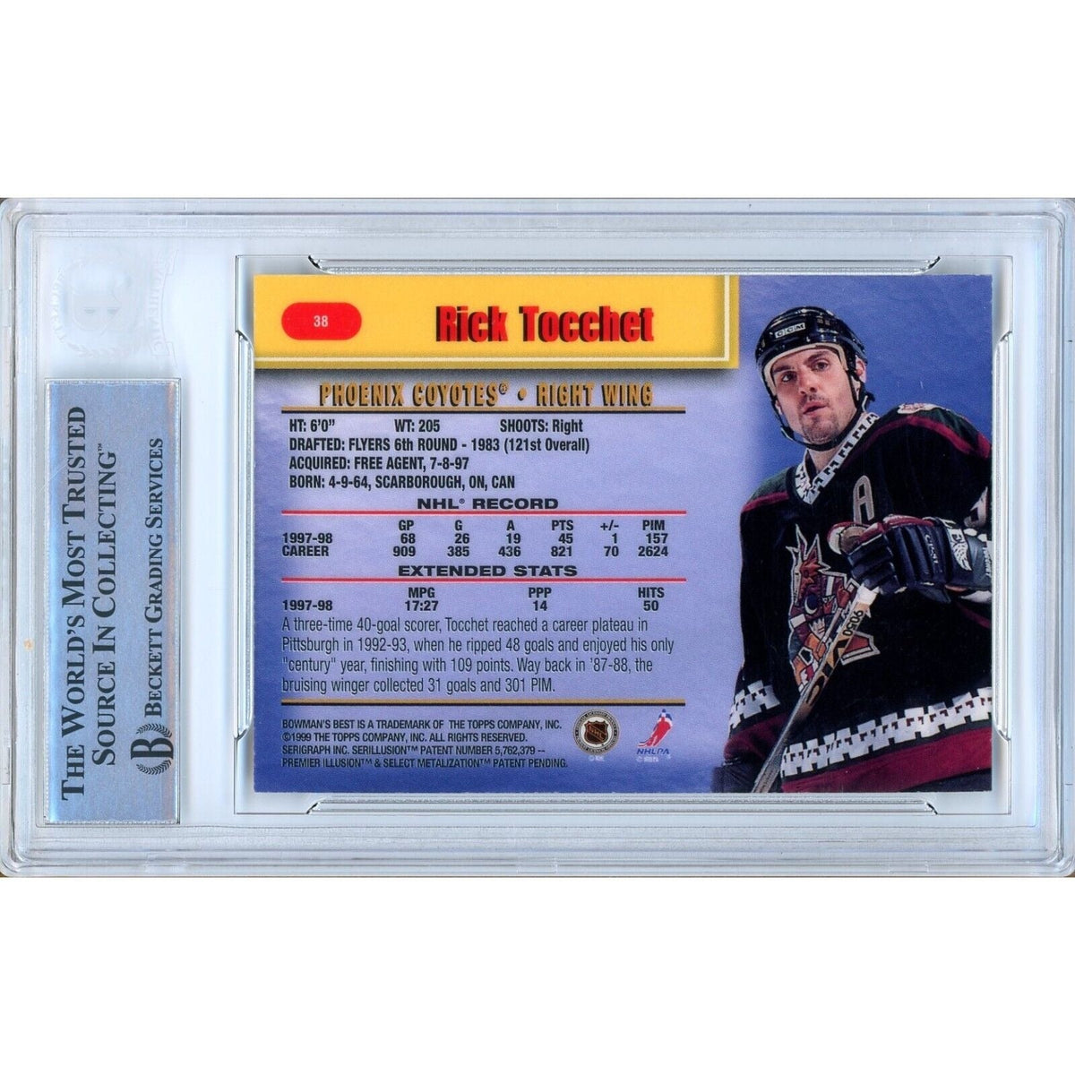Rick Tocchet Arizona Coyotes Signed Trading Card Beckett BAS