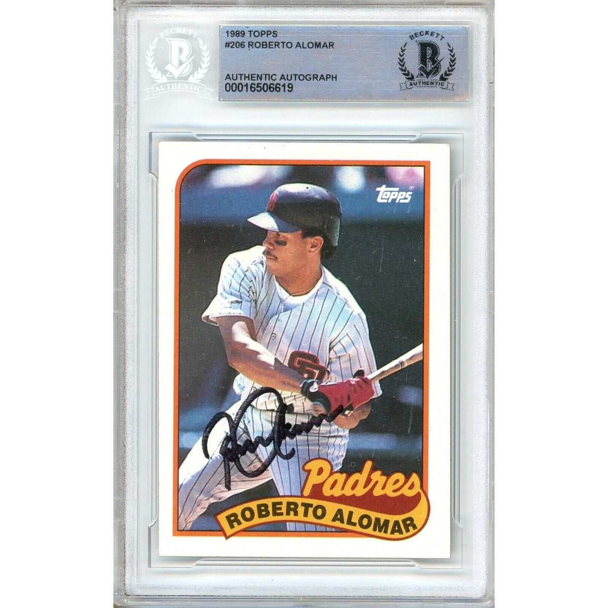 Roberto Alomar San Diego Padres Autographed Trading Card Beckett BAS